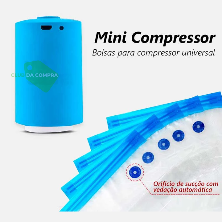 Mini Compressor a Vácuo + 05 sacos herméticos